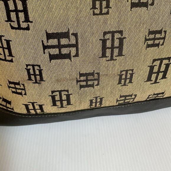 Vintage Tommy Hilfiger Monogram Tote – Black Beige Y2K - Picture 8 of 10